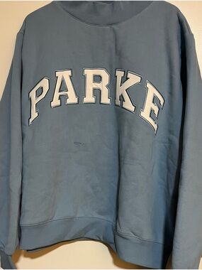 Parker Light Blue Crewneck Sweatshirt with White Appliqué